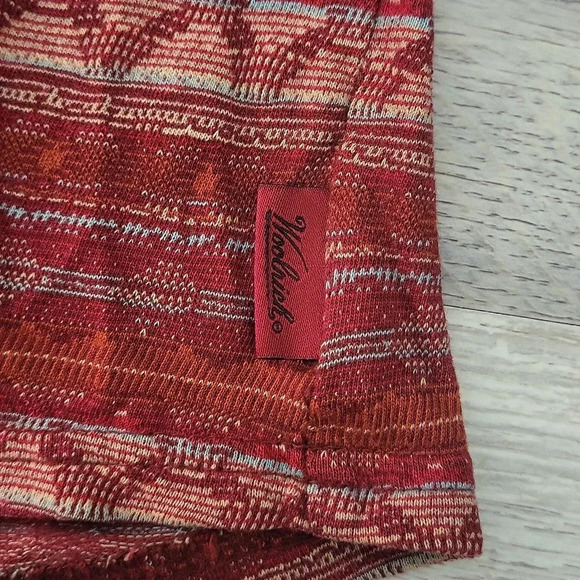 🛍Woolrich Red Geometric Long Sleeve Quarter‎ Zip Lightweight Pullover Womens XL - Picture 8 of 9